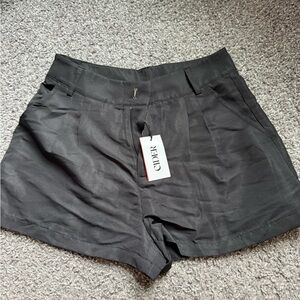 Cider Black High-Waist Tailored Shorts